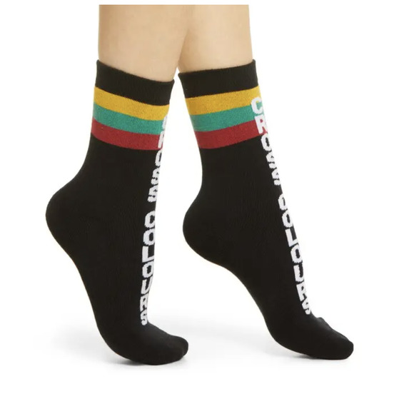 Cross Colours Accessories - CROSS COLOURS Women's Colorblock Crew Stripe Socks | Black, red, green, yellow